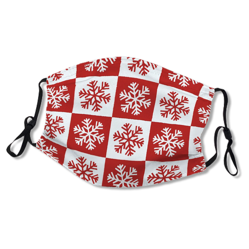 Red and White Snowflakes Design Mask No.IABCV8