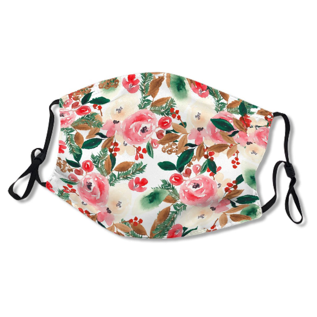 Winter Christmas Red Floral Watercolor Pattern No. IHJT59