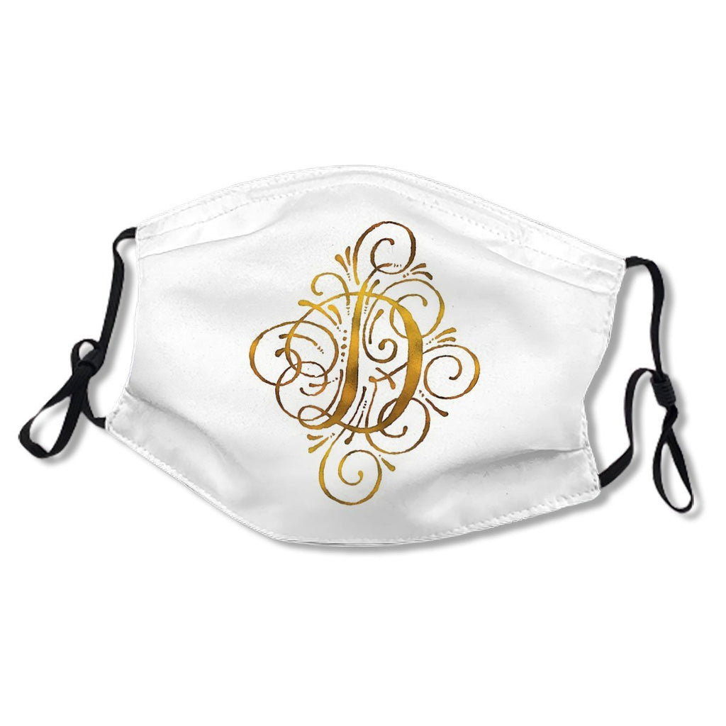 Golden Monogram Calligraphy Letter D Mask No.IHYCUN