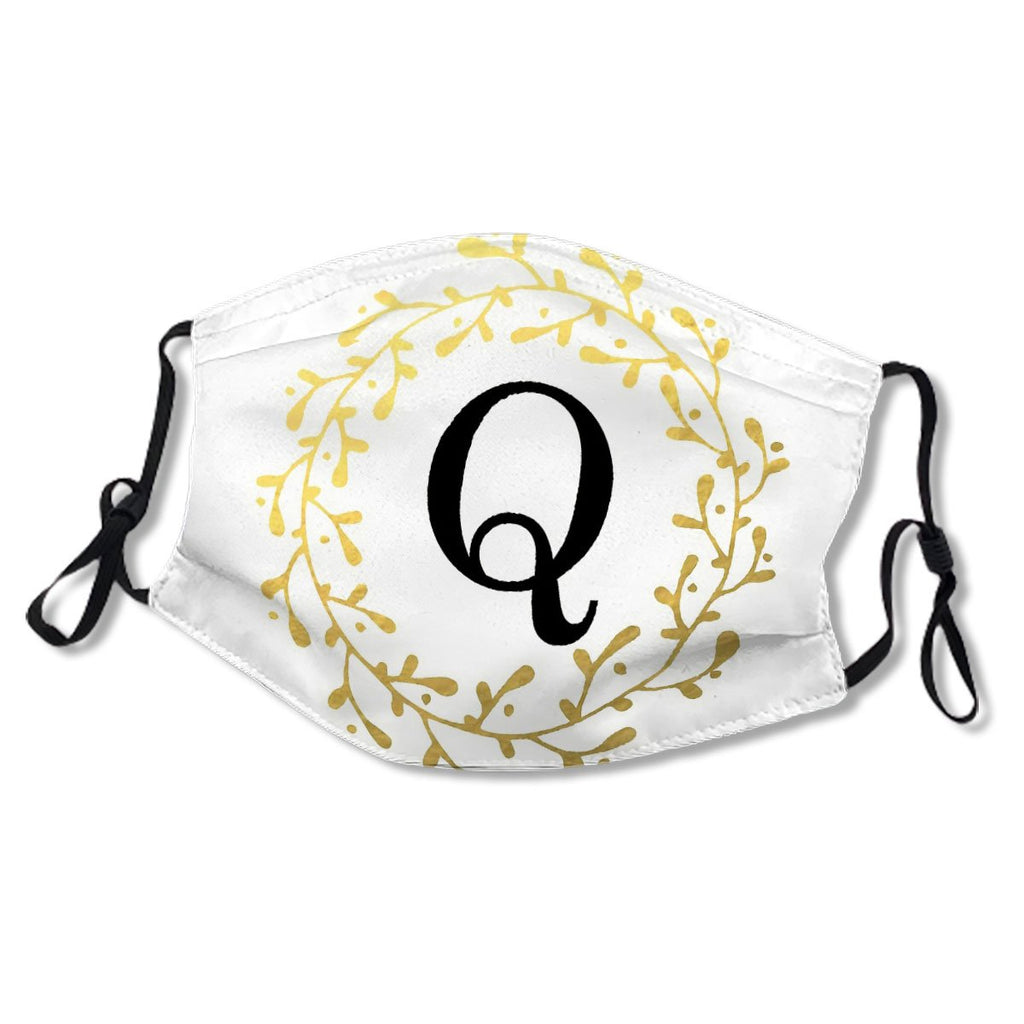 Monogram Letter Q Black and Gold Design Mask No.K6A4NL