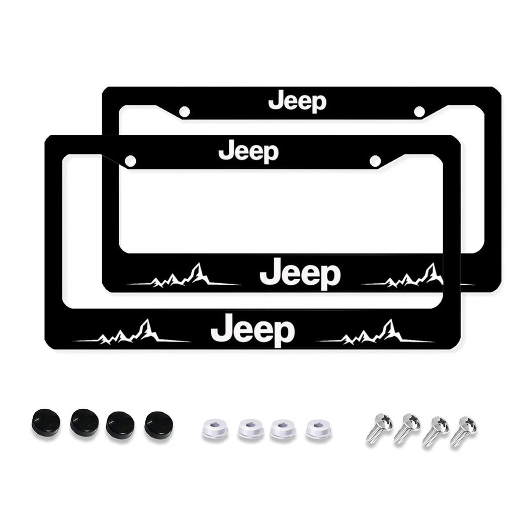 Aluminum License Plate Frame, 2Pcs 2 Holes Black License Plate Covers No.KNOPCF