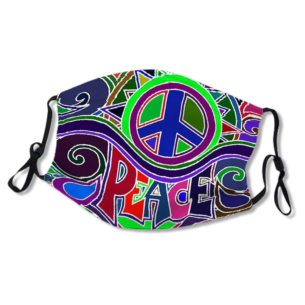Colorful Hippy Peace Sign Kids/Adult Mask No.KNOYSQ