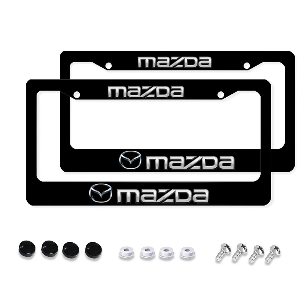 Aluminum License Plate Frame, 2Pcs 2 Holes Black License Plate Covers No.KS9PKT