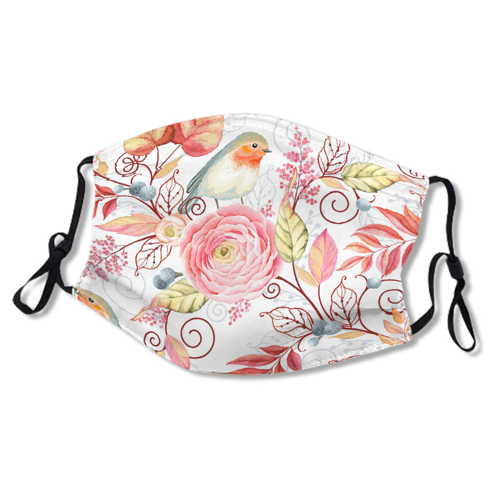 Pretty Colorful Modern Watercolor Robin Floral No. L35X2S