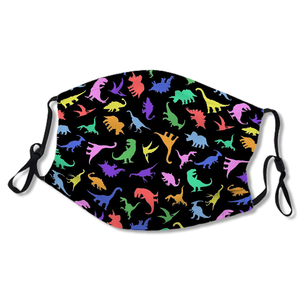 Fun Dinosaur Pattern (Black Background) Mask No.L4XN87