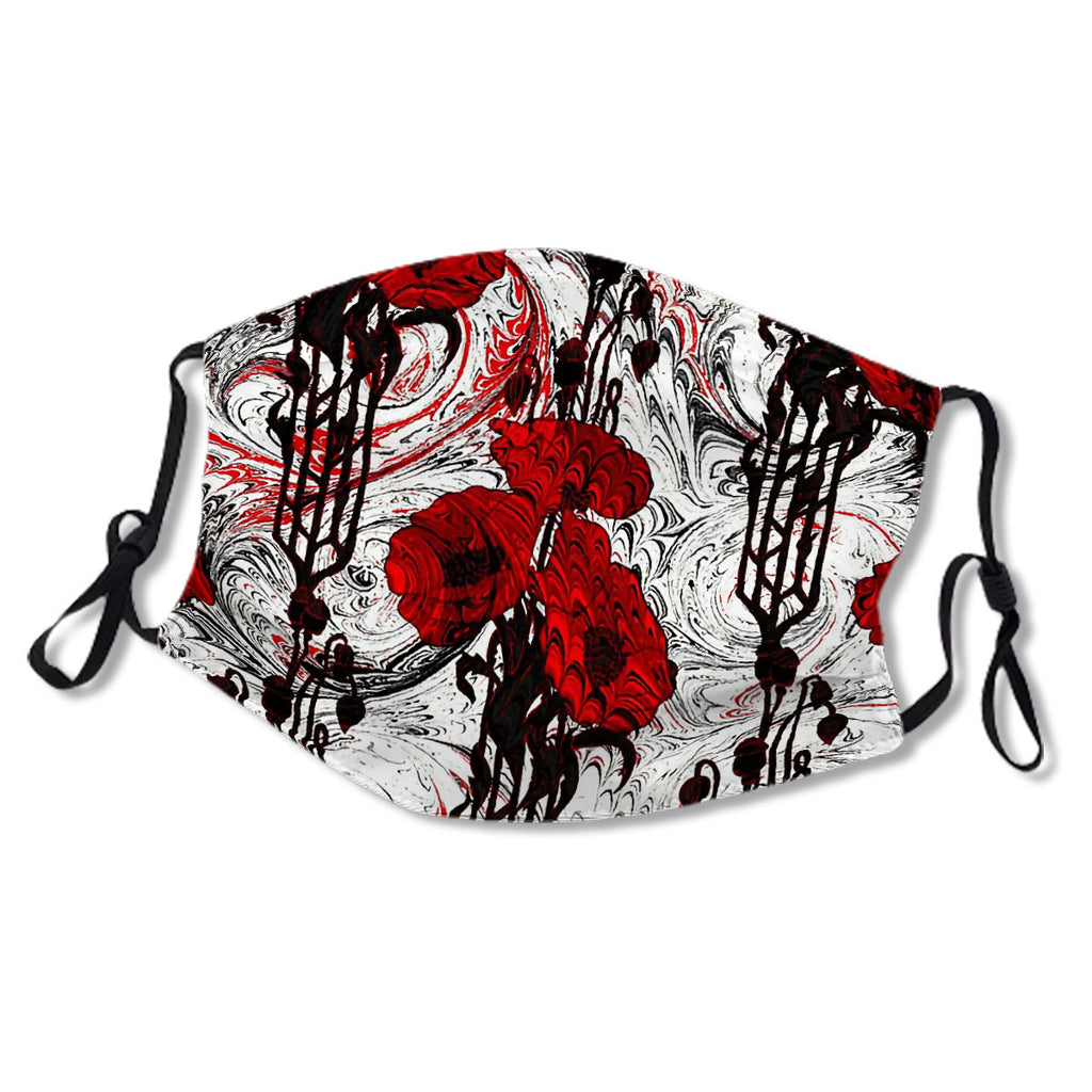 Art Nouveau Poppy Dream III, Red, Black and White No.LGQUNK