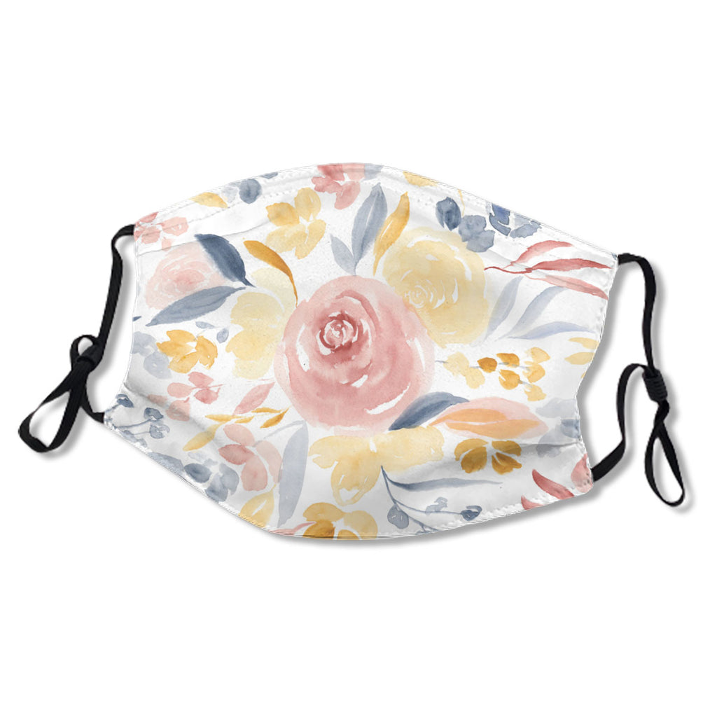 Fall Autumn Blue Red Floral Watercolor Pattern No. LLL7A8