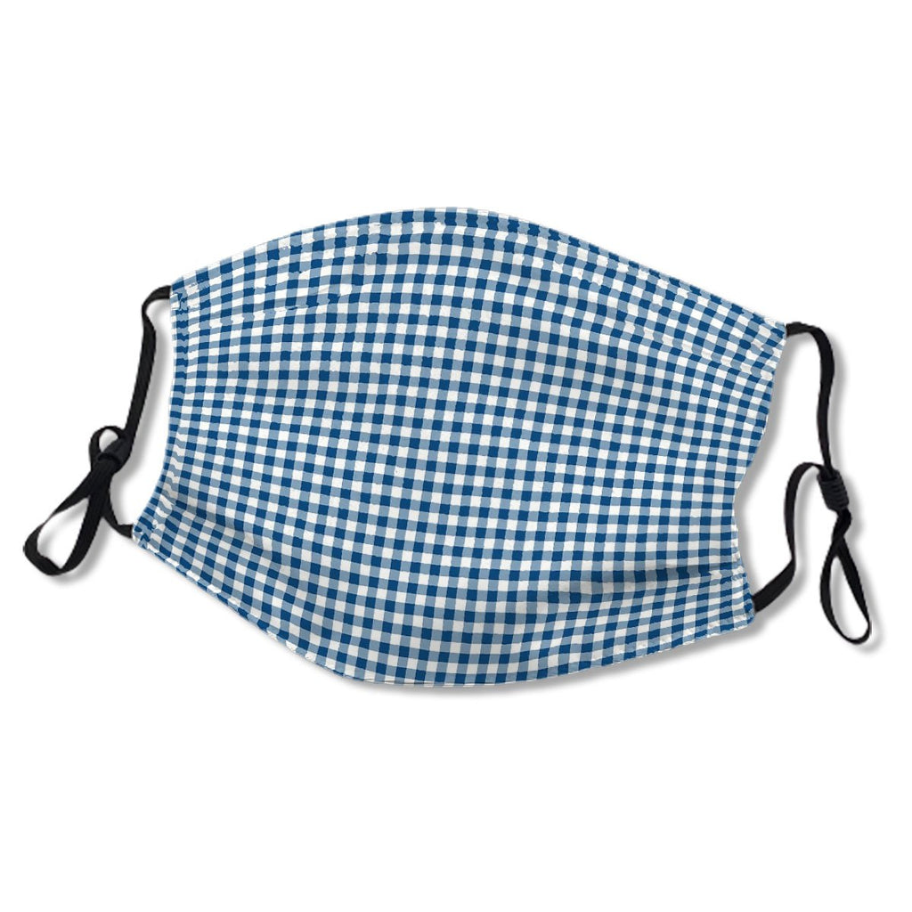 Classic Blue Gingham Check Plaid Mask No.LWGKRR