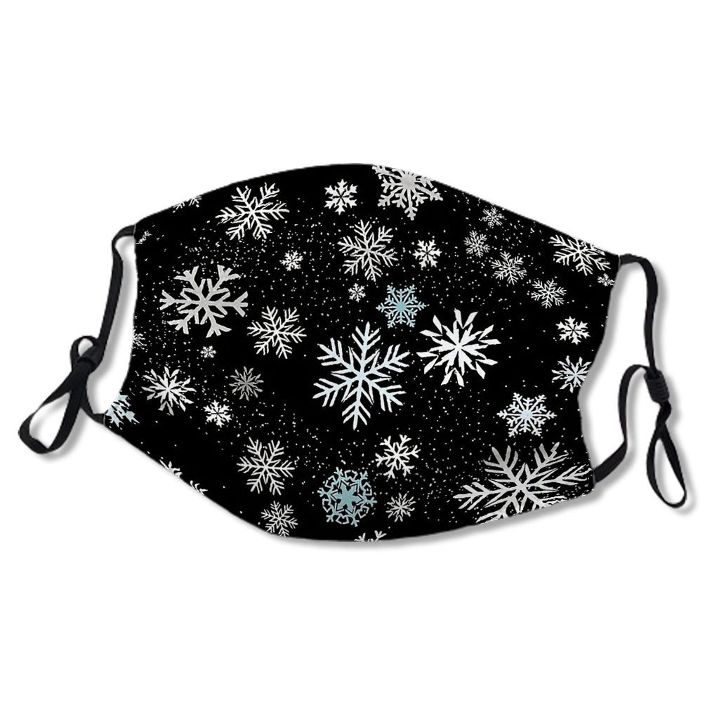 Winter Snowflakes White Blue and Grey Black Background Pattern Mask No.N3WMOR