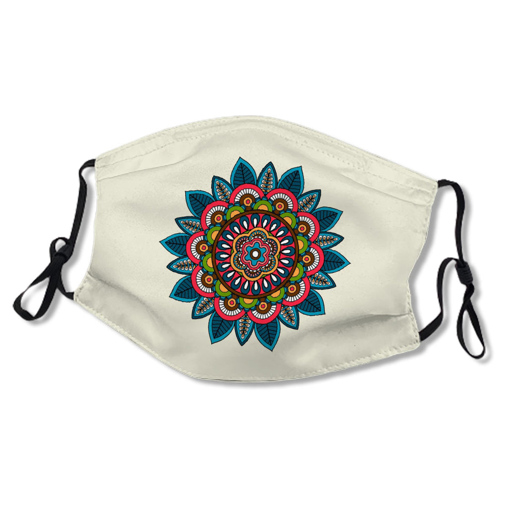 Doodle Boho Floral Colored Mandala Mask No.N7U5EK