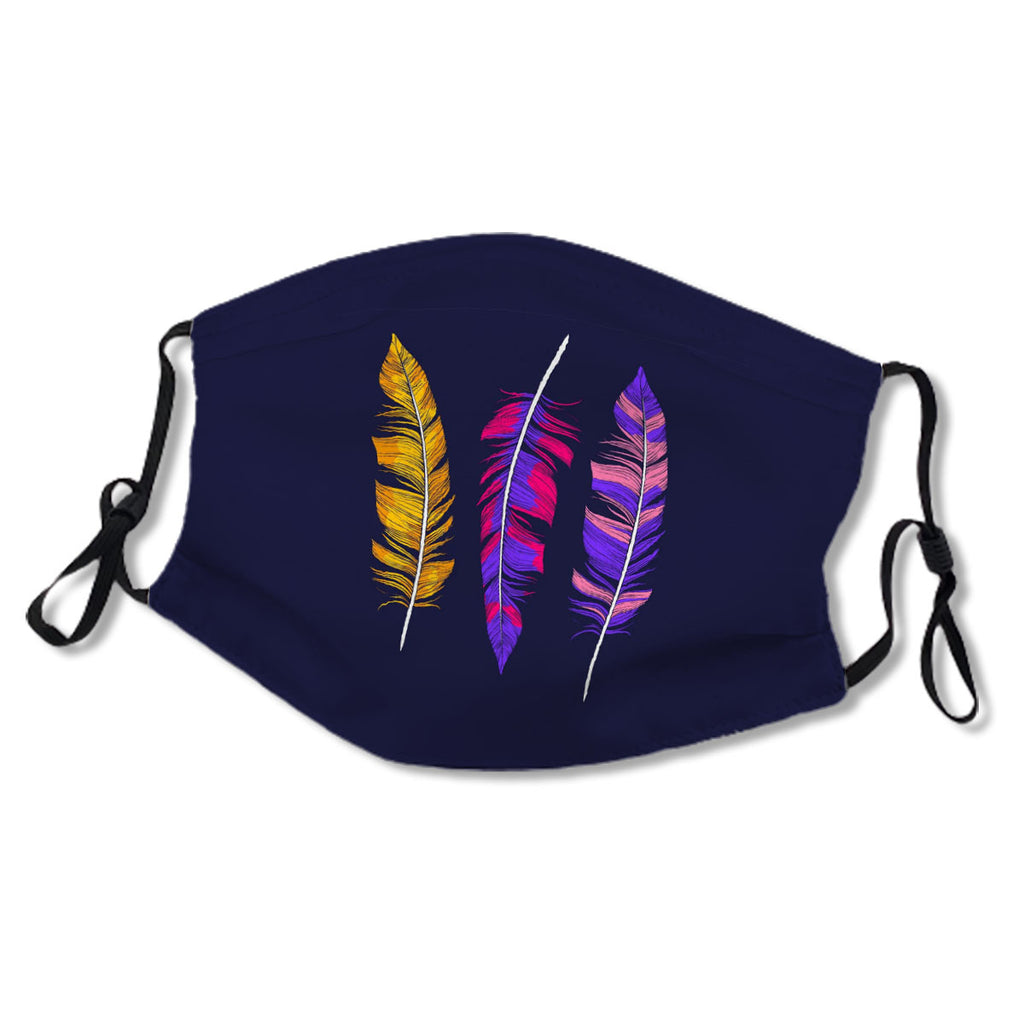 Colorful Boho Feathers Handdrawn Mask No.NADY3Y