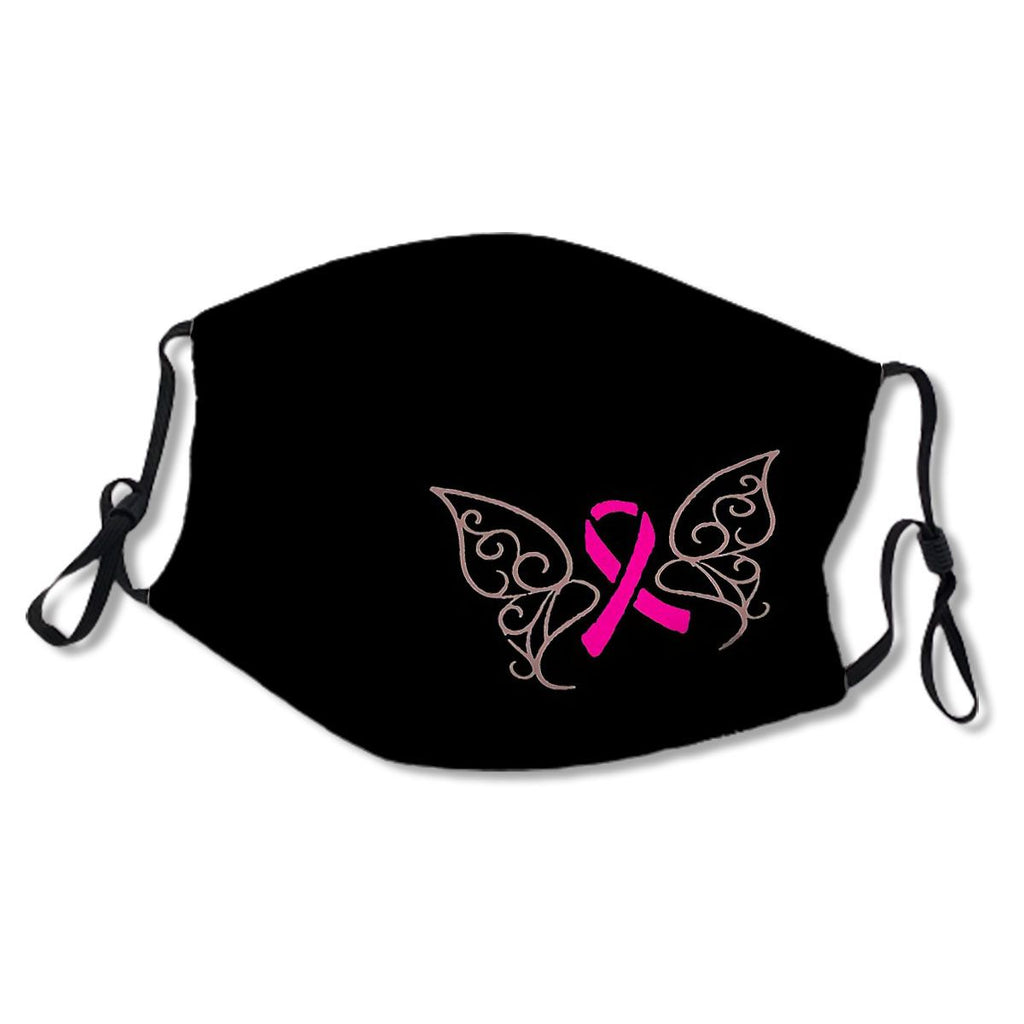 Breast Cancer Butterfly Face | Cancer Awareness | Breast Cancer Awareness Face | Pink Ribbon | Reusables | Washable No.O74M8R