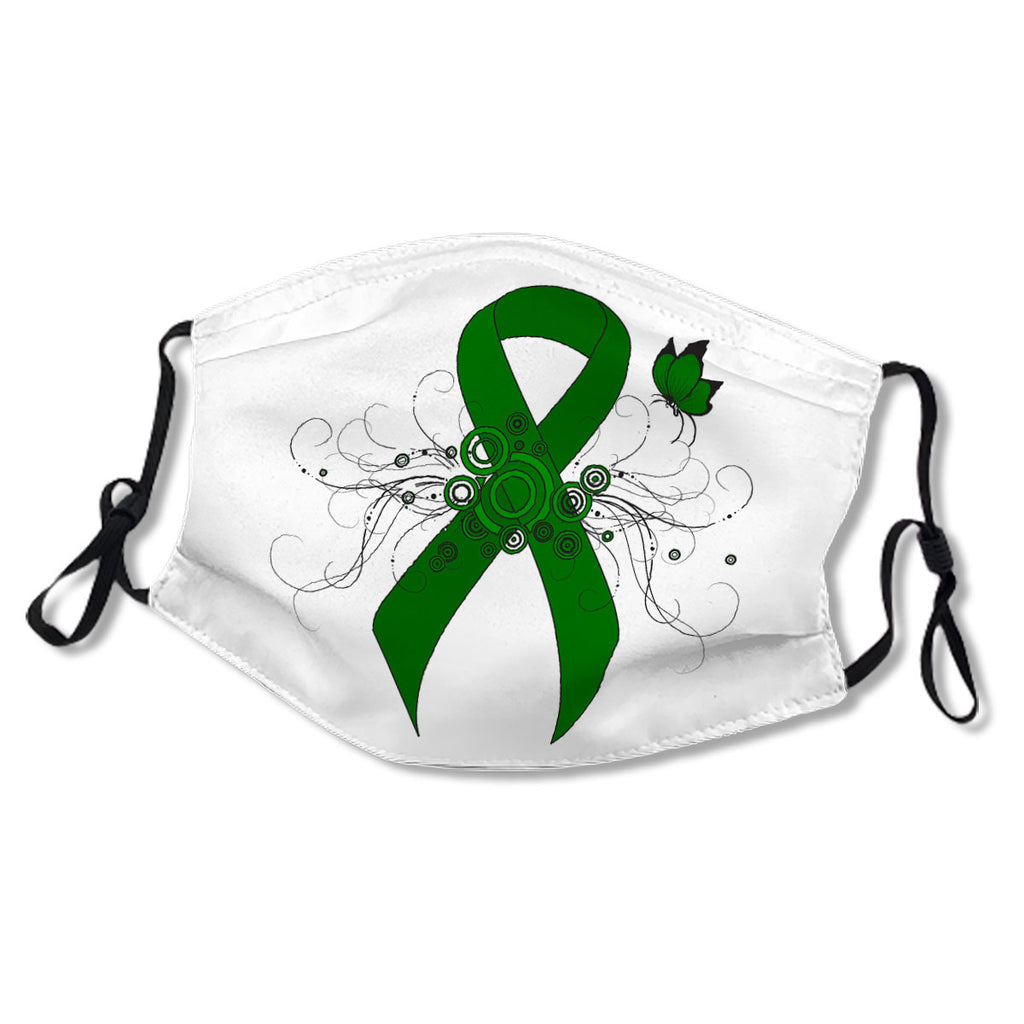 Green Awareness Ribbon with Butterfly White Cotton NO. O7BGH7