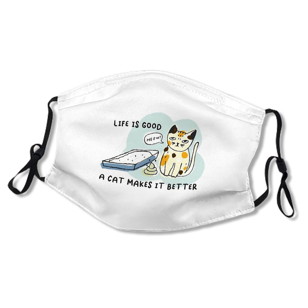 Life Is Good A Cats Makes It Better Kid/Adult Mask No.O7ZJBW