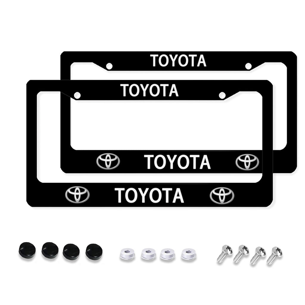 Aluminum License Plate Frame, 2Pcs 2 Holes Black License Plate Covers No.O89AB6