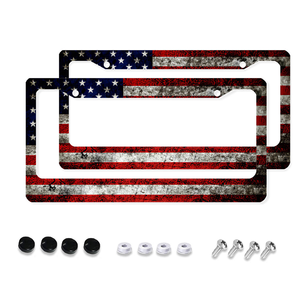 Aluminum License Plate Frame, 2Pcs 2 Holes Black License Plate Covers No.5ZYQD3-OBHAKC