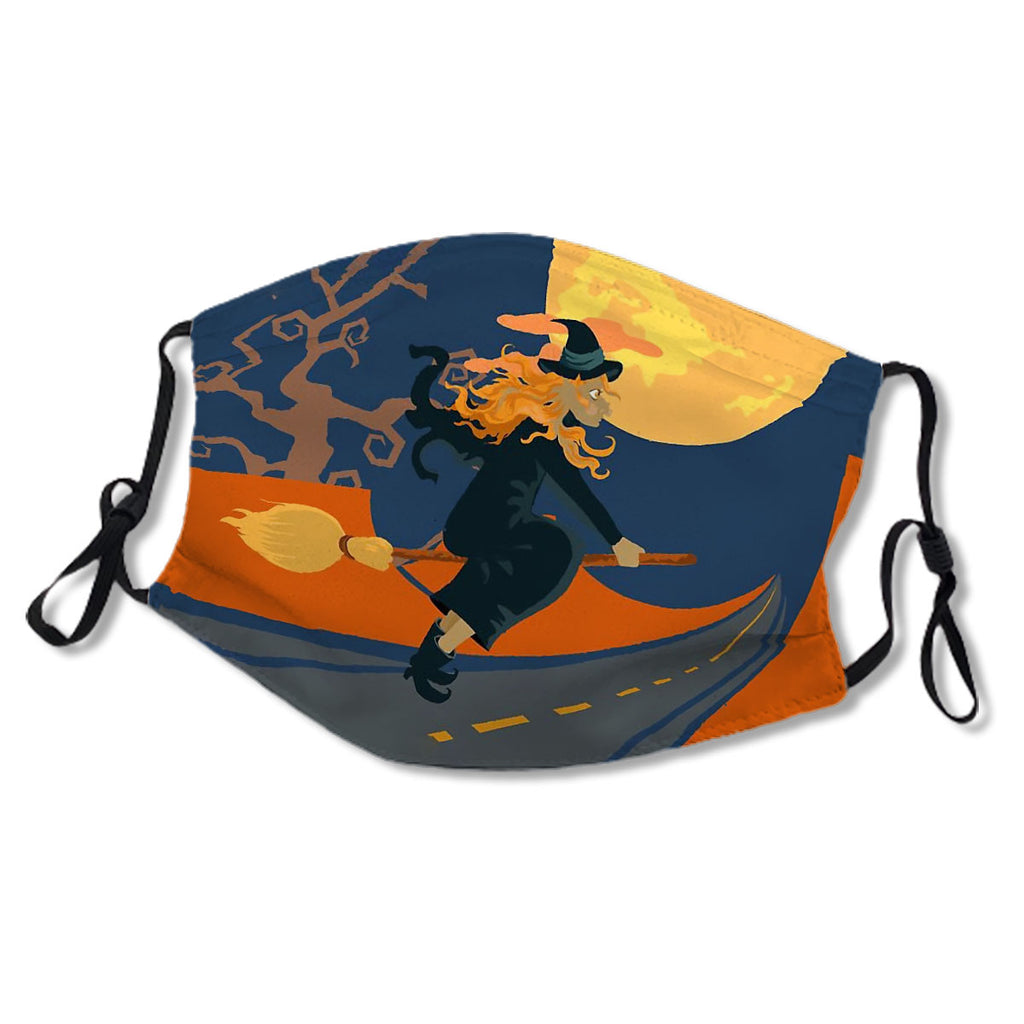 Witch Riding Brooms On A Dark Desert Highways Halloween Mask No.P6Wfol