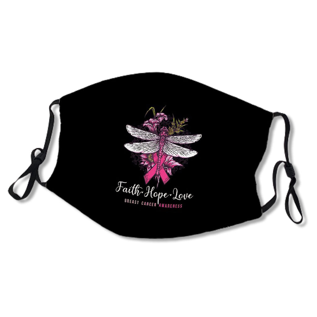 Dragonfly Faith Hope Love Breast Cancer Awareness Mask No.P8Thj2