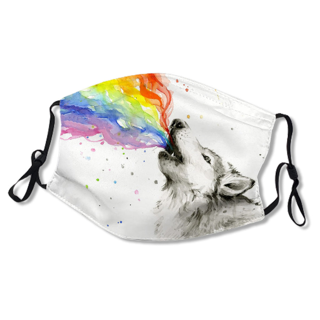 Wolf Howling Rainbow  Mask No.PFUHBB