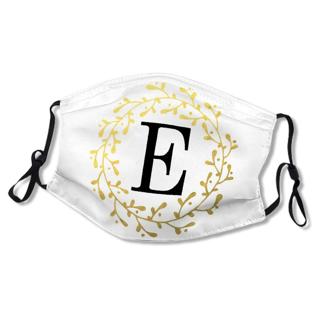 Monogram Letter E Black and Gold Design Mask No.PPPTC3