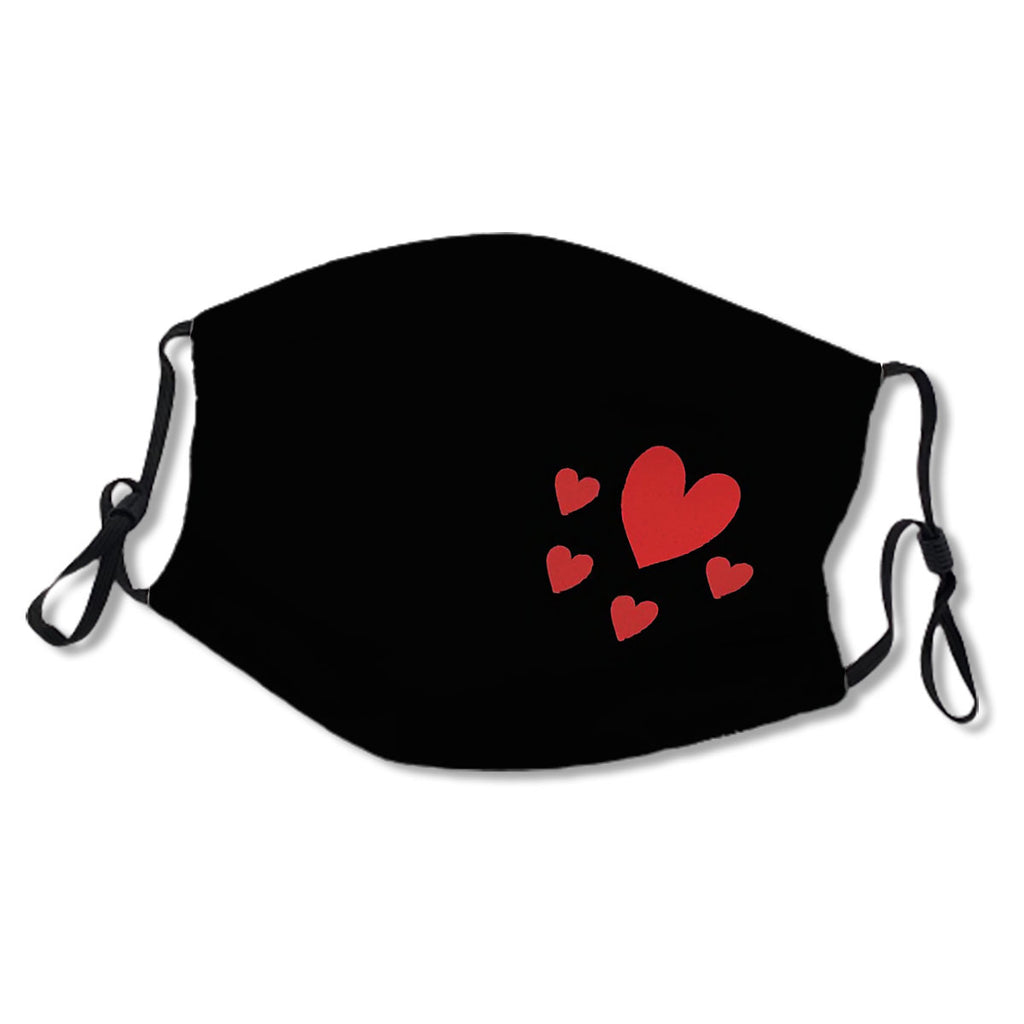 Mask with Hearts, Red Heart, Faces, Red Heart, Face, Red Heart, Cool, Cute, No.QGU35M