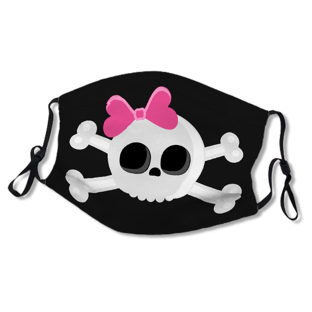 Cute Emo Skull With Pink Ribbon Black No. QJGATR