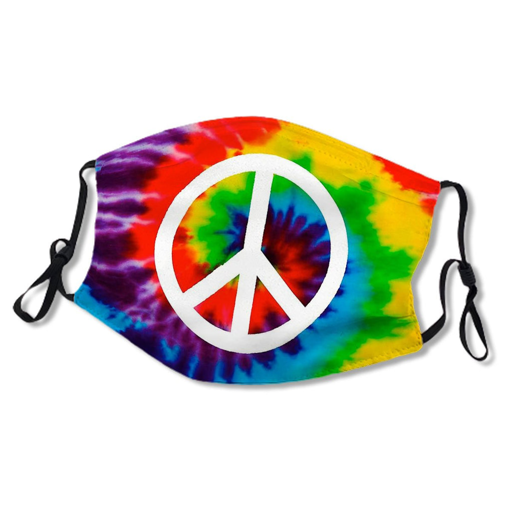 Kids/Adult Mask - TIE DYE Peace Sign and Rainbow Kids/Adult Mask No.QKAIXD