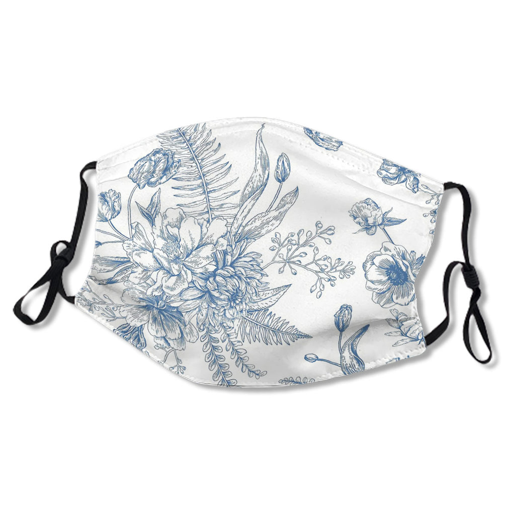 Blue toile flowers No.QKMIGF