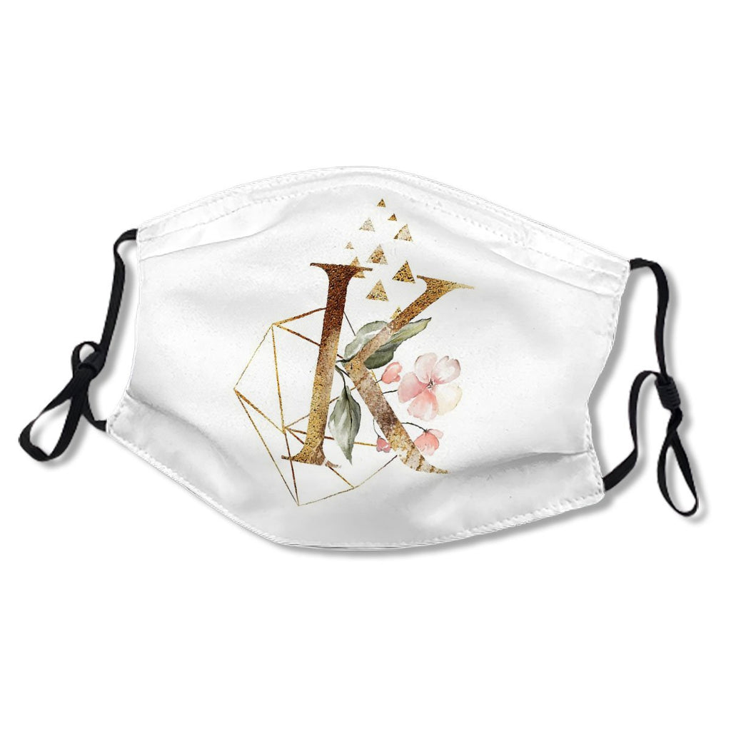 Floral Geometric Polygon Monogram K Mask No.QNIGIH