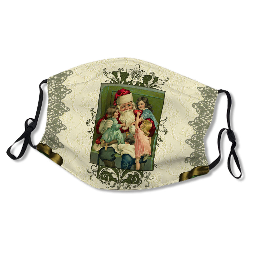 Vintage Santa with Ribbons, Lace & Greeting Cloth NO. QWANIR