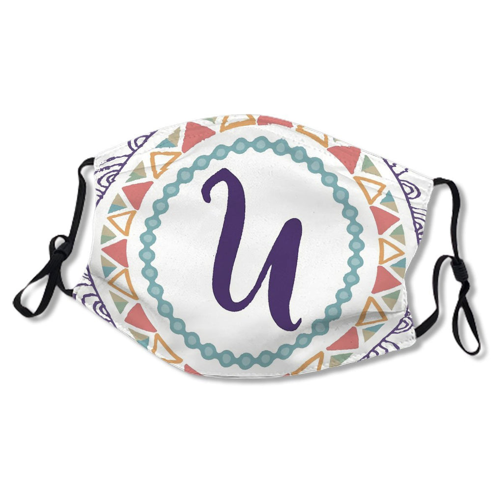 Monogram Letter U Bohemian Design Mask No.S5JQQA