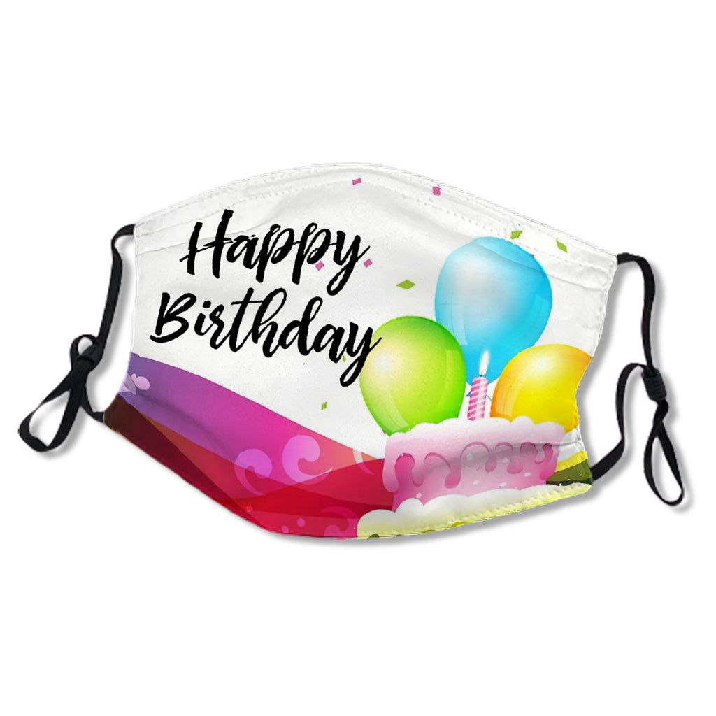 Happy Birthday Graphic With Vibrant Rainbow Colored Balloons And Cake No. SHPE6S