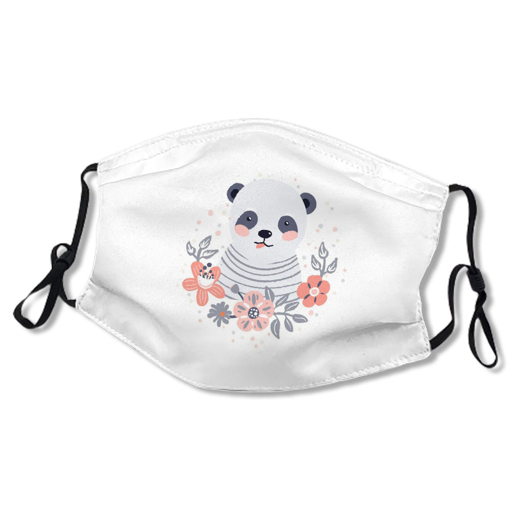 Panda Cute Animal Baby Face With Flowers Mask No.SQ8K95