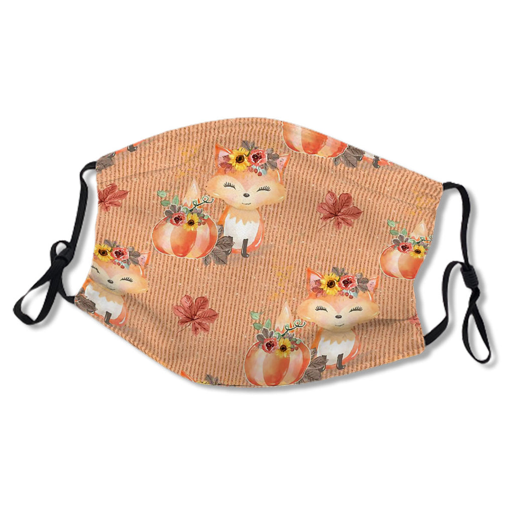 Sparkly Kawaii Fox Pumpkin Floral Mask No.SQBKVN