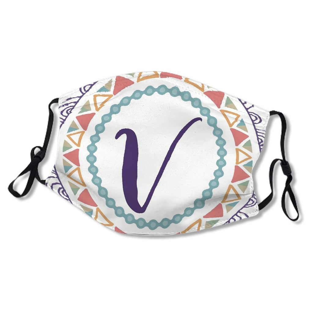 Monogram Letter V Bohemian Design Mask No.T4NNC3