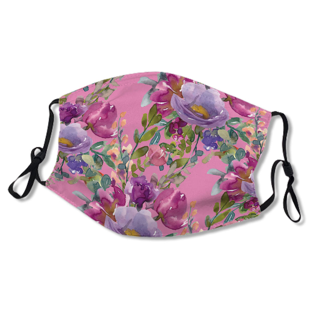 Cute Girly Purple Flowers Green Leaves No. U4FRMW