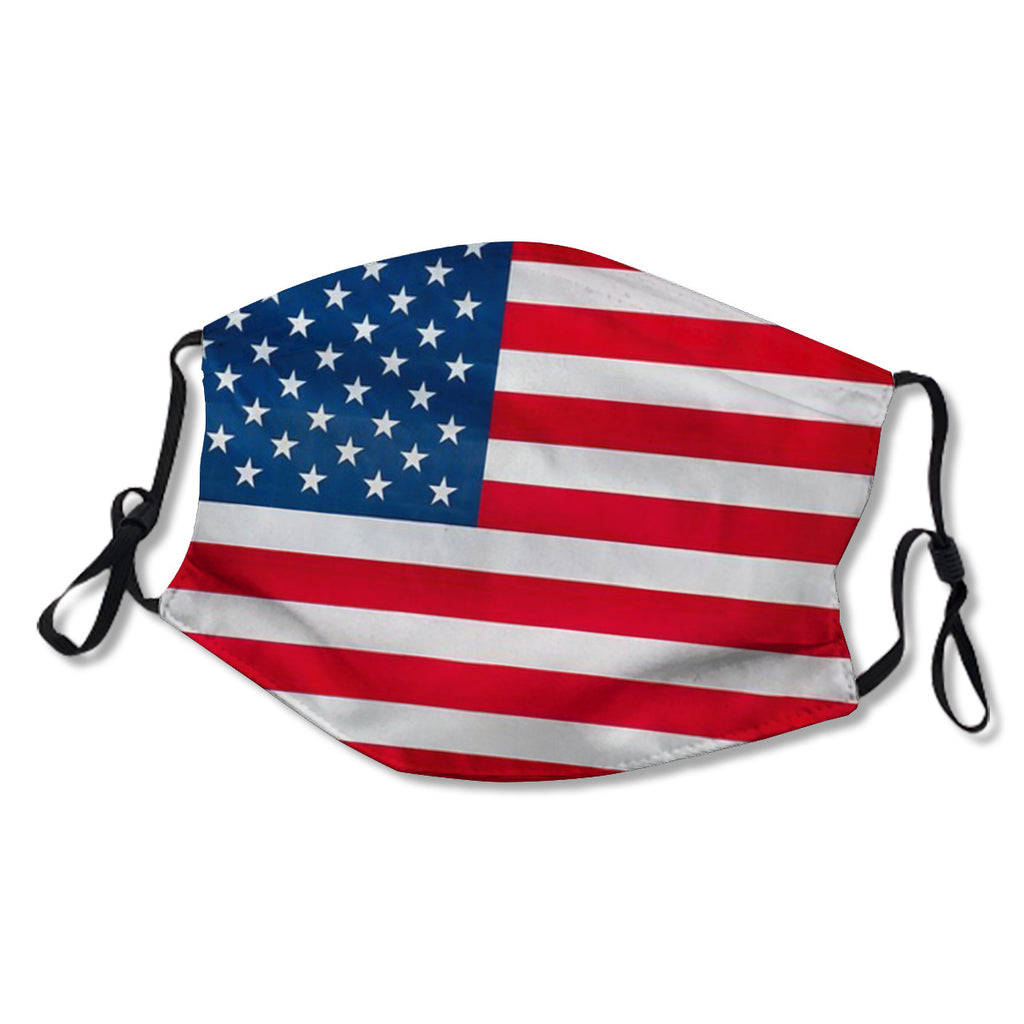 Adjustable ear straps, washable, internal nose clip, American flag mask No.U7889W