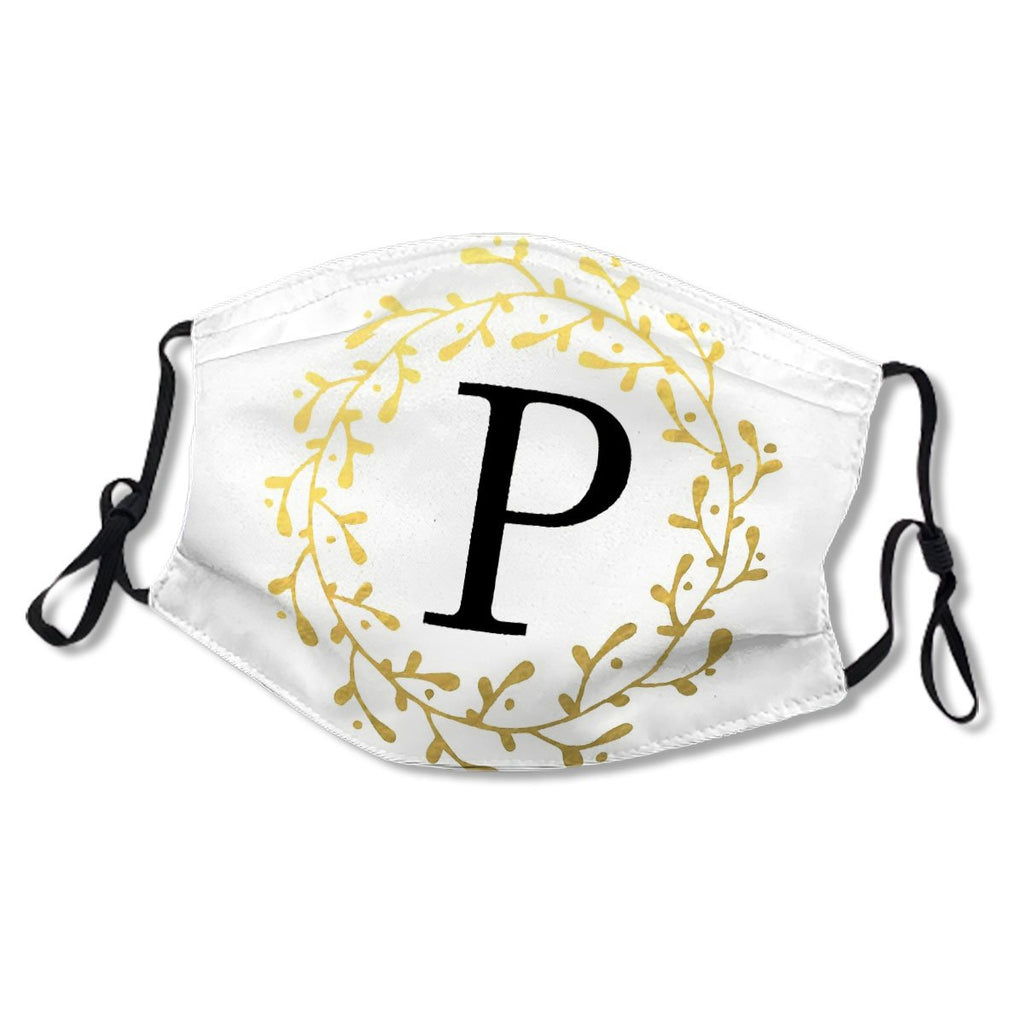 Monogram Letter P Black and Gold Design Mask No.UC65OL