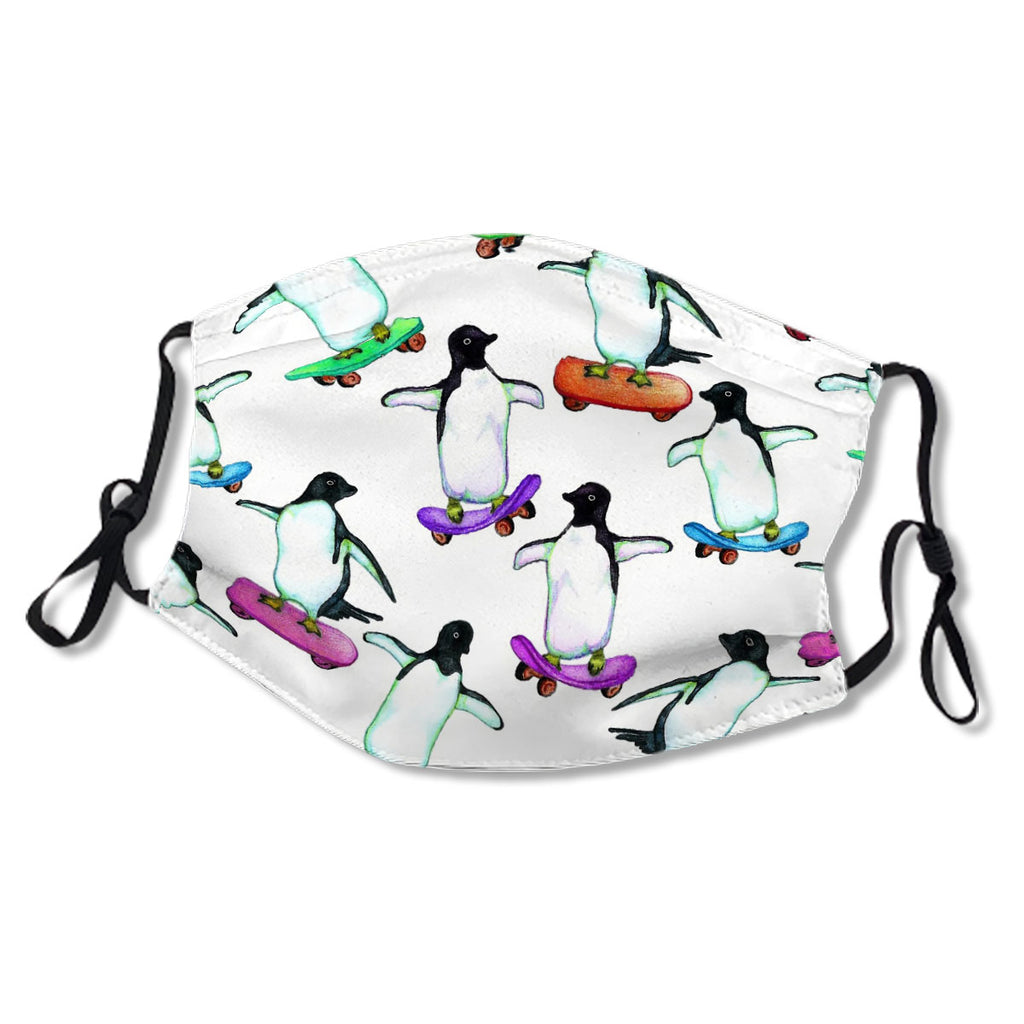 Skating Penguins - a cute hand drawn pattern Mask No.UDS6EA