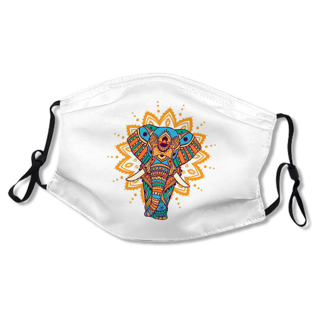 Boho Elephant Pattern Floral Mask No.UIEOEJ