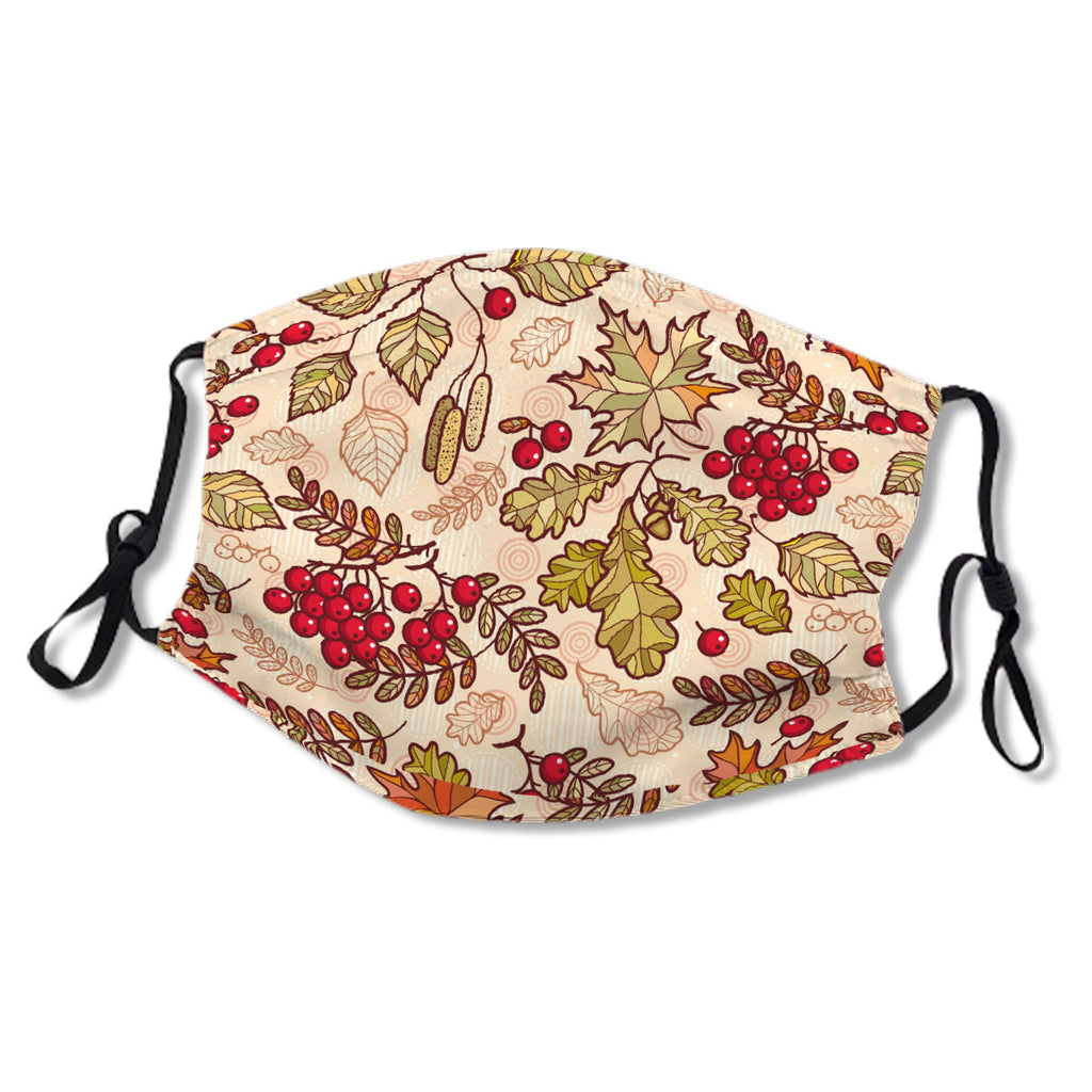 Green Brown Leaves Red Berries Tan Fall Autumn No. UJJ78H