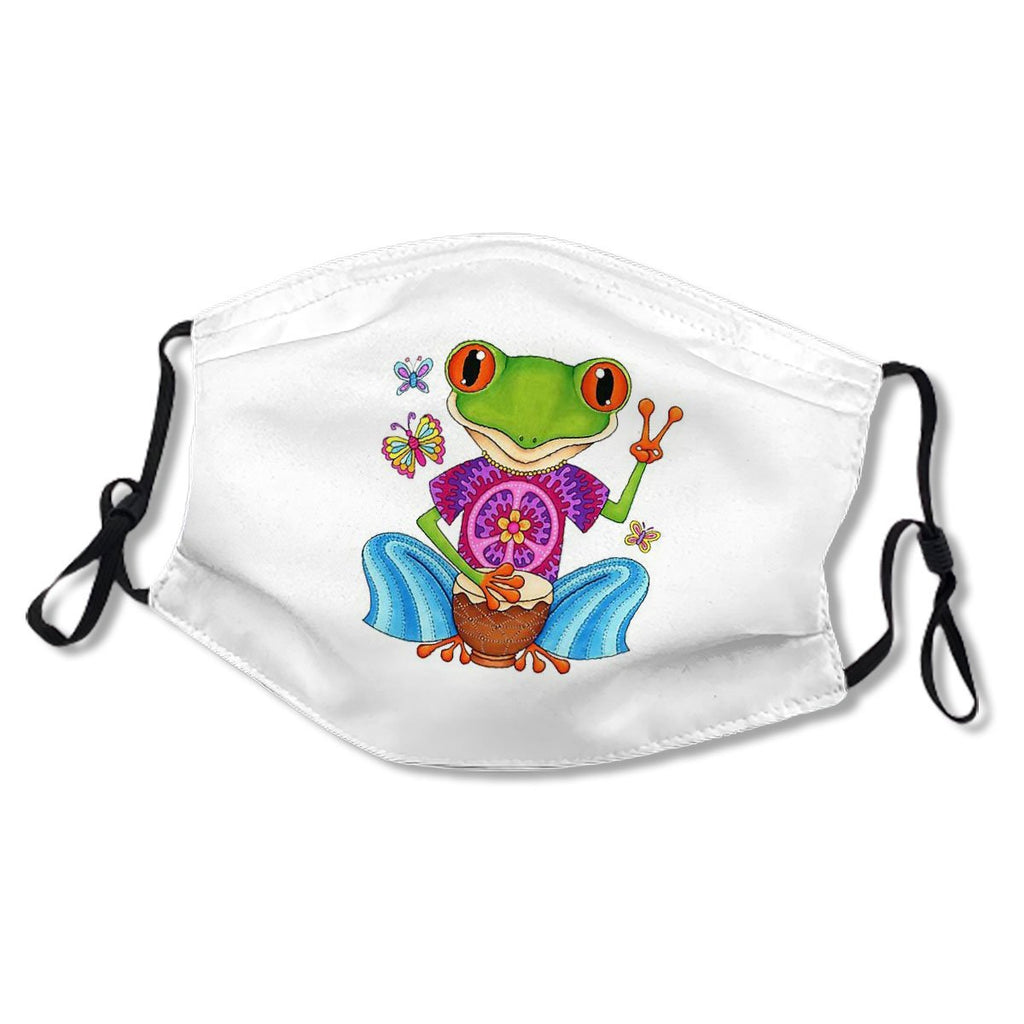 Peace Frog - Colorful Hippie Frog Art by Thaneeya McArdle Kids/Adult Mask No.UK3ZGO