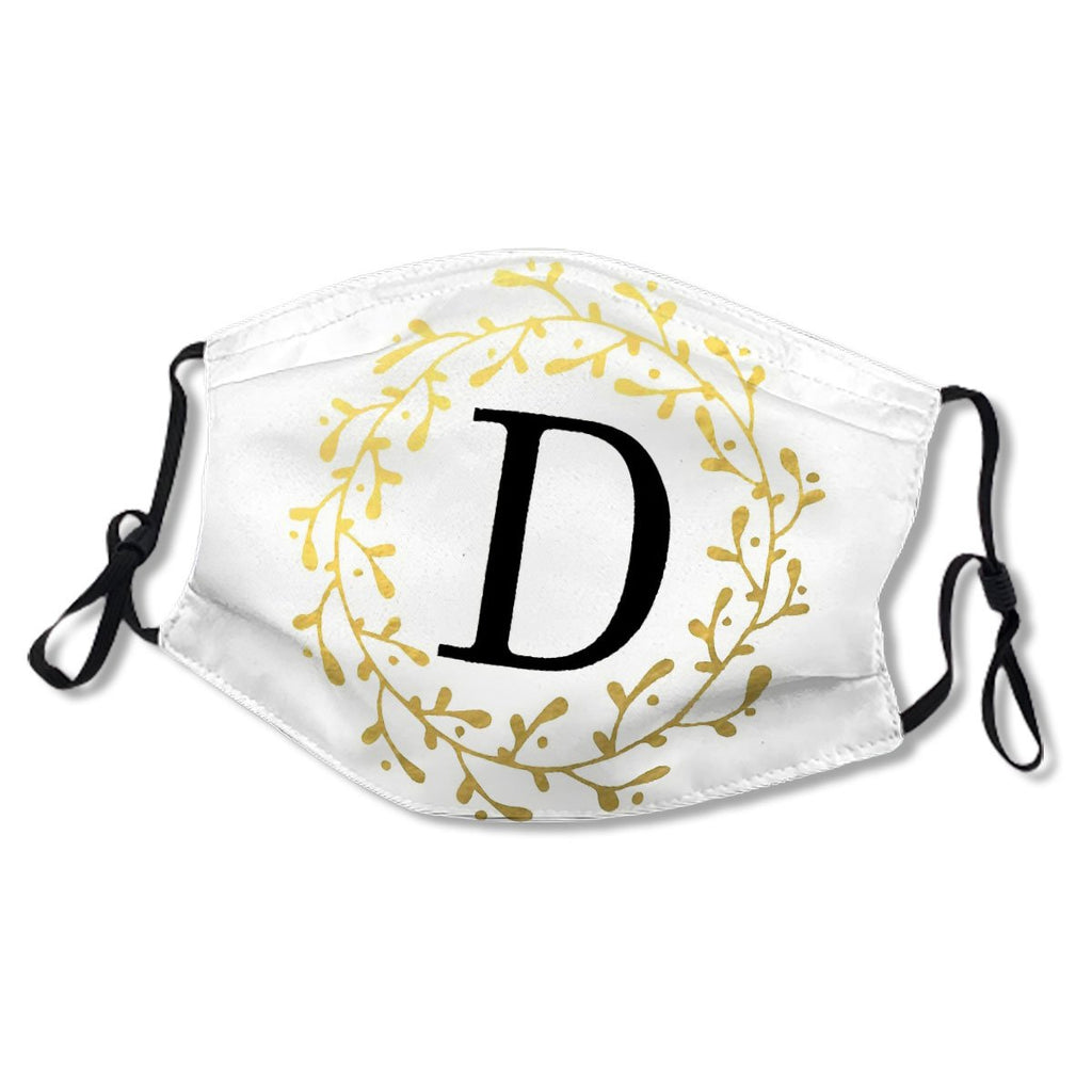 Monogram Letter D Black and Gold Design Mask No.ULOVKD