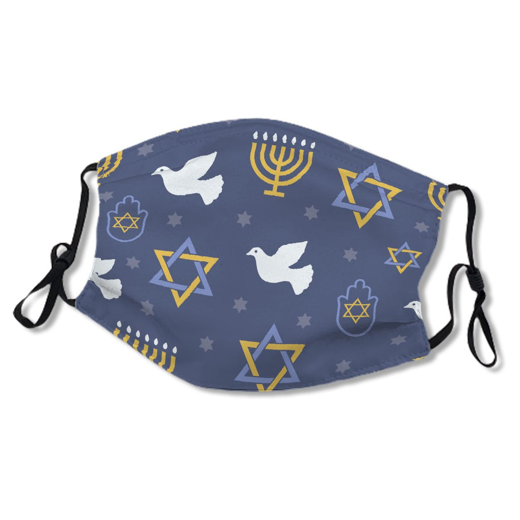 Jewish Symbols Pattern In Blue and Gold No.USLNVD