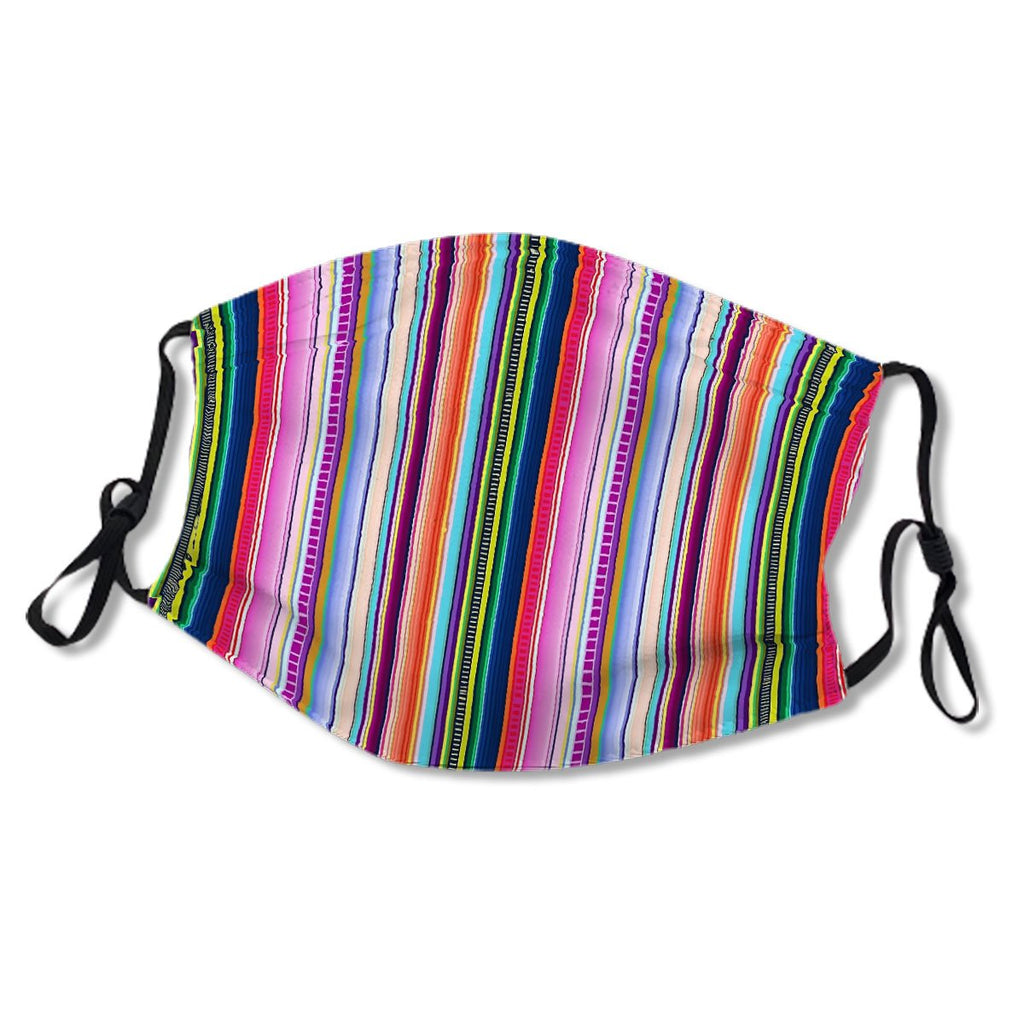 Rainbow colorful serape Mexican blanket inspired stripe Mask No.UT8BDY