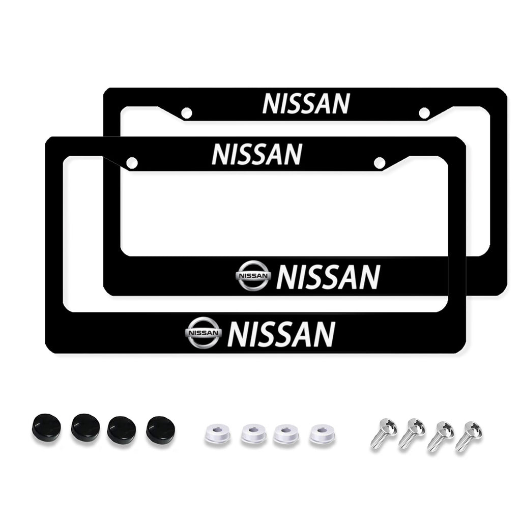 Aluminum License Plate Frame, 2Pcs 2 Holes Black License Plate Covers No.UYPGKO