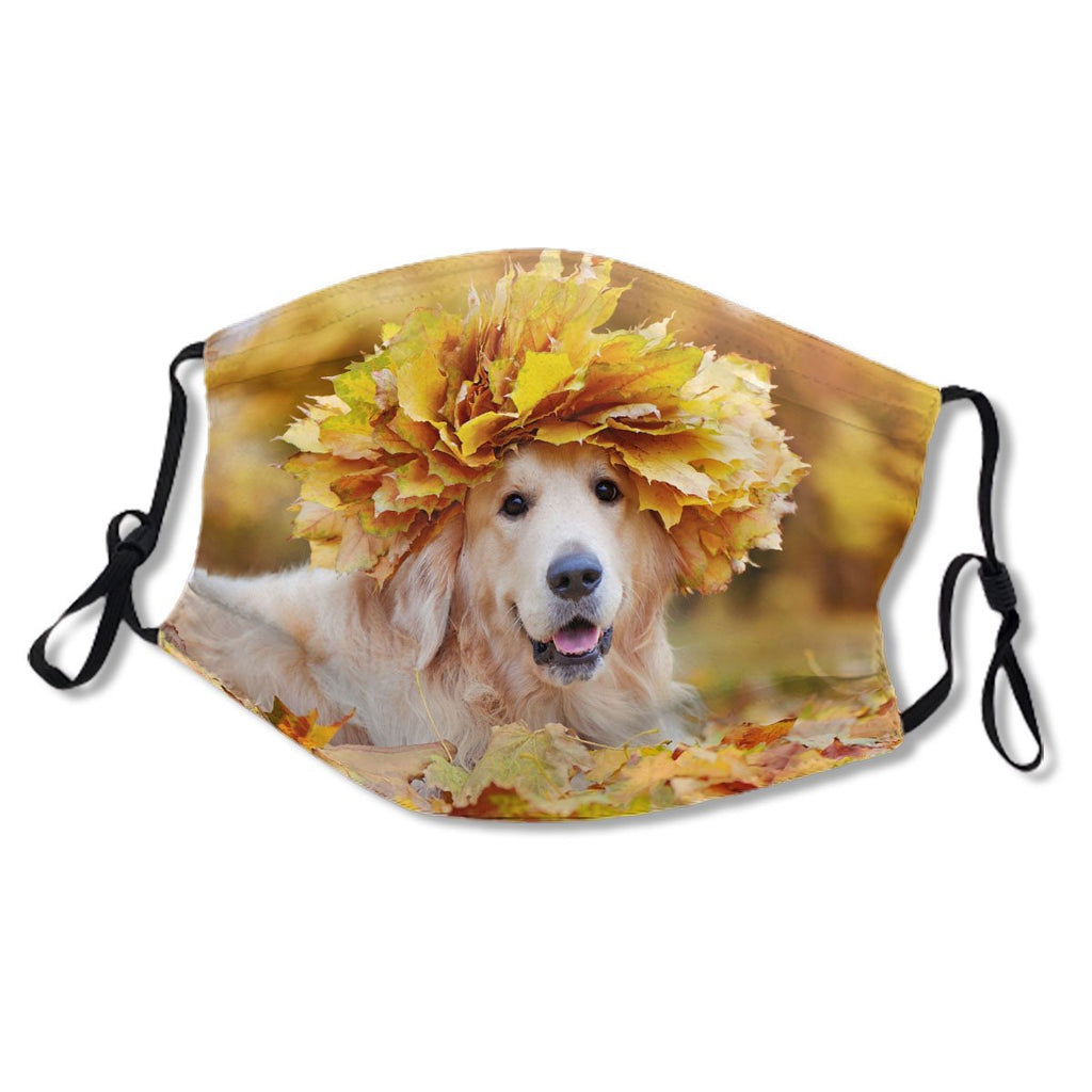 Golden Retriever Fall Autumn Leaves Nature Animal No. V2O5WR