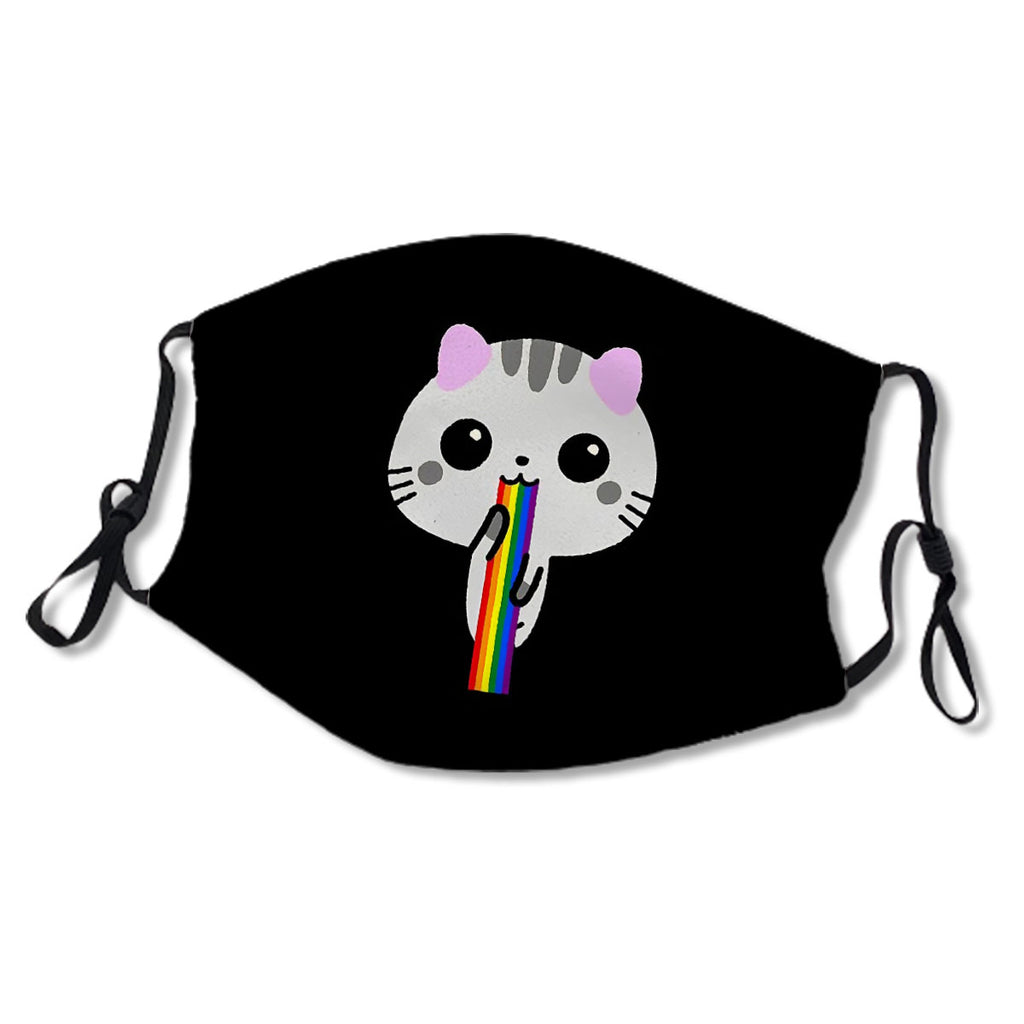 Cute Kitten Puking Rainbow Cat Mask No.V2U87U