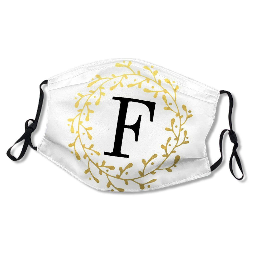 Monogram Letter F Black and Gold Design Mask No.VAOURL