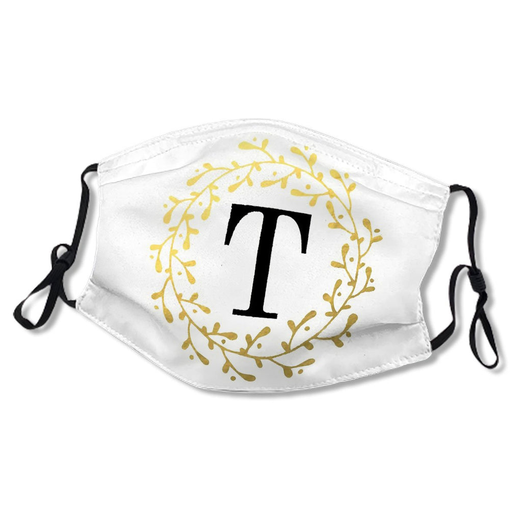 Monogram Letter T Black and Gold Design Mask No.VLXAKF